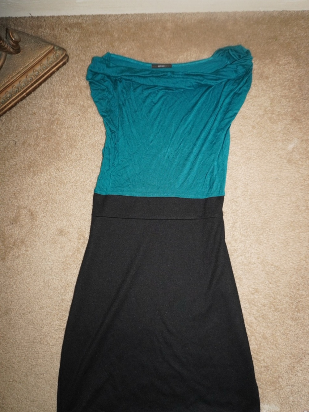 Soprano Teal Sleeveless Dress with Black Neck Tag